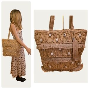  Salt + Umber Isla Jute Seashell Tote Bohemian Resort NWT